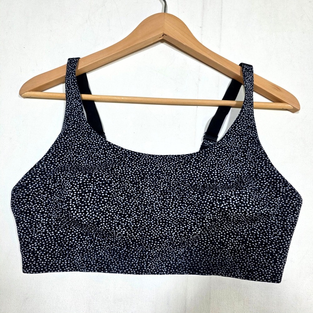 Lululemon Sports Bra Womens 12 Black White Dot Print LW2CV0S Adjustable Strap